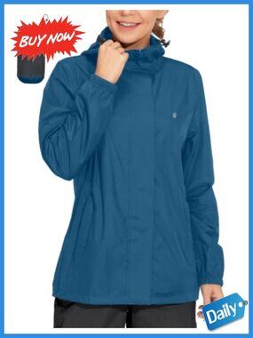 Women's Packable Waterproof Hooded Rain Jacket
